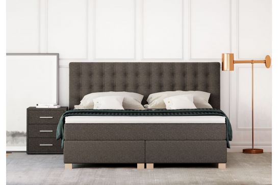 Betten Jumbo Boxspringbett Slim - 160/200 cm - Braun - H3 - Premium-Pocket-Air-Topper