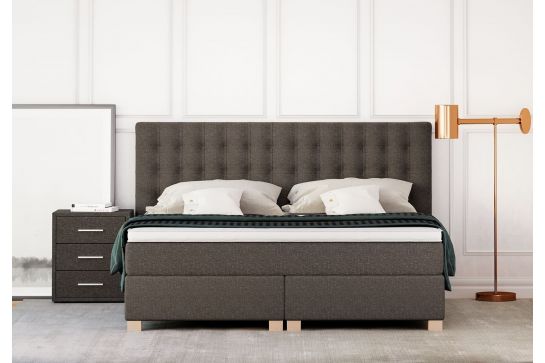 Betten Jumbo Boxspringbett Slim - 200/210 cm - Braun - H2/H3 - Premium-Pocket-Air-Topper