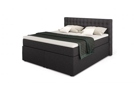 King Boxspringbett mit TFK-Matratze und Topper in div. Größen und Farben - Größe 140x200 cm  - Farbe Anthrazit  - Härtegrad H3  - Topper Viscoschaum-Topper 