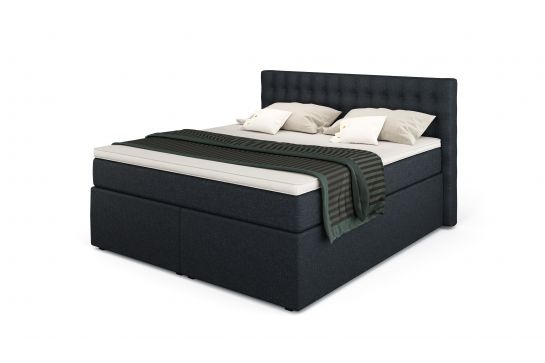 King Boxspringbett mit TFK-Matratze und Topper in div. Größen und Farben - Größe 140/200 cm  - Farbe Marineblau - Härtegrad H3  - Topper Viscoschaum-Topper 