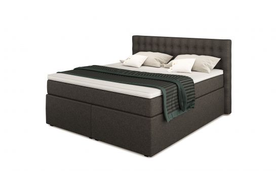 King Boxspringbett mit TFK-Matratze und Topper in div. Größen und Farben - Größe 160/200 cm  - Farbe Braun - Härtegrad H3  - Topper Viscoschaum-Topper 