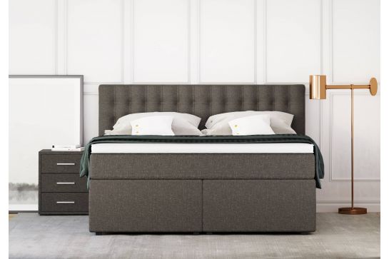 Betten Jumbo King Boxspringbett - Größe 200/210 cm - Farbe Braun - Härtegrad H2/H3 - Topper Premium-Pocket-Air-Topper