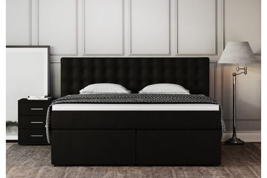 Betten Jumbo King Boxspringbett - Größe 200/210 cm - Farbe Schwarz - Härtegrad H2 - Topper Premium-Pocket-Air-Topper
