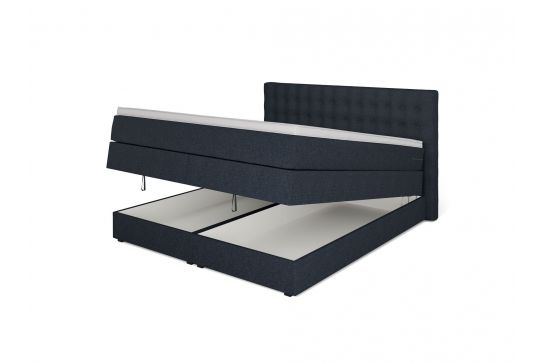 Betten Jumbo Boxspringbett King mit Bettkasten - 160/200 cm - Marineblau - H3 - Premium-Pocket-Air-Topper