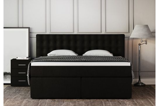 King Boxspringbett mit TFK-Matratze und Topper in div. Größen und Farben - Größe 160 x 200 cm  - Farbe Schwarz - Härtegrad H3  - Topper Viscoschaum-Topper