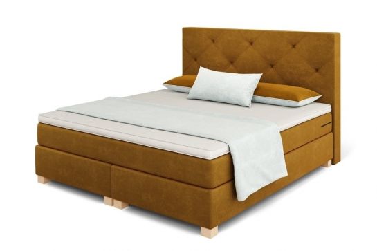 Prince Boxspringbett mit TFK-Matratze und Topper in div. Größen und Farben_140 x 200 cm _H2 / H3_Viscoschaum-Topper _Coffee samt